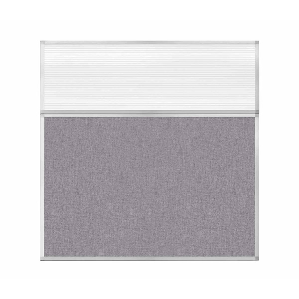 Hush Panel Configurable Cubicle Partition 6' x 6' W/ Window Cloud Gray Fabric Clear Fluted Window